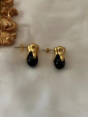 Schiaparelli Teeth Black & White Pearl Stud Earrings